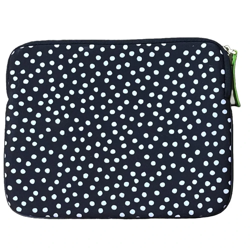 Kate Spade NY Polka Dot iPad Sleeve Black White Lime NWOT